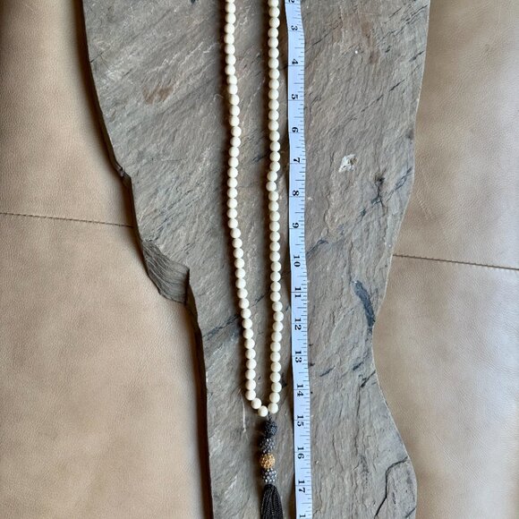 Stella & Dot Beaded Tassel Necklace — Pave Ball Detail - Picture 5 of 5